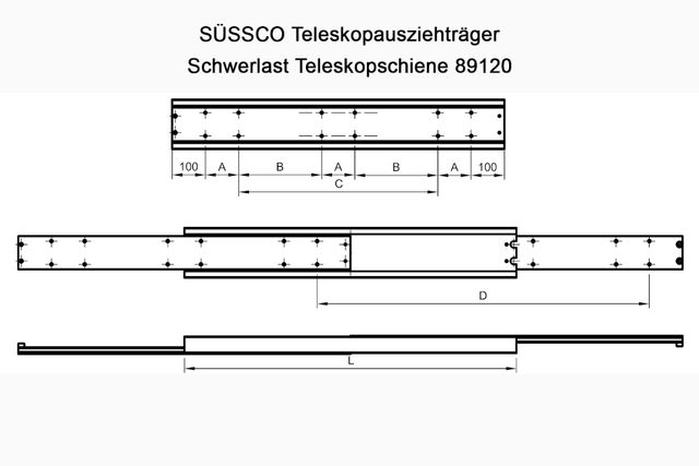 Süssco GmbH & Co. KG Regalsysteme Teleskopschiene 89120 02