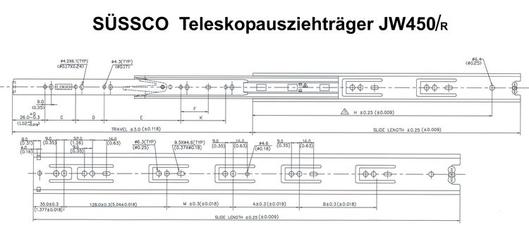 Süssco GmbH & Co. KG Regalsysteme Teleskopschiene JW450-R 03